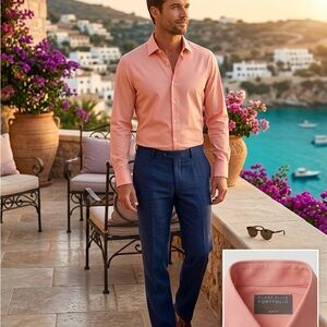 Perry Ellis Coral Long-Sleeve Dress Shirt